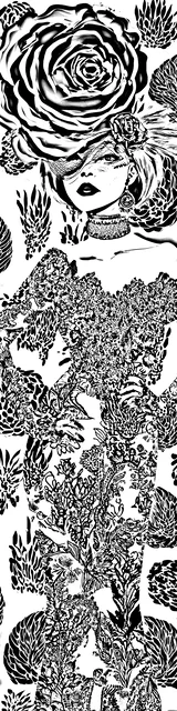 Free colorable bookmarks of a woman wearing a big rose hat